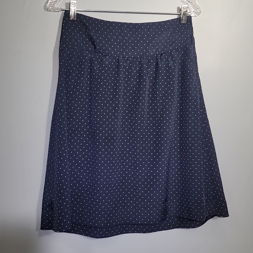 THE Limited Y2K Soft Preppy Aesthetic Satin Polka Dot Navy Skirt